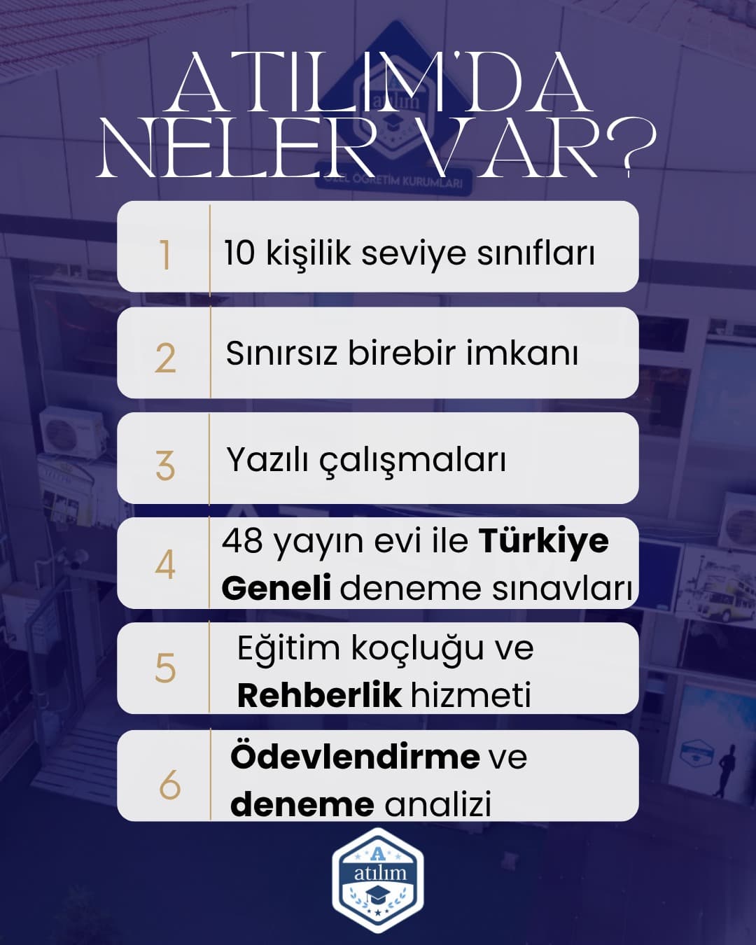 Atılım Kursları Muğla — verimli çalışma ve etüt olanakları