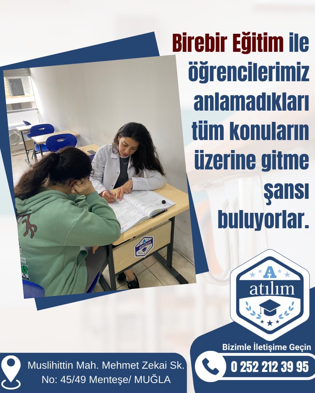Atılım Kursları Muğla — birebir eğitim: öğretmen ve öğrenci birlikte çalışırken